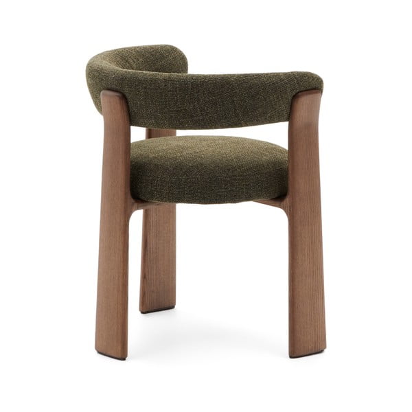 Haki/brūns oša masīvkoka ēdamistabas krēsls ar roku balstiem Granite – Kave Home-image-4