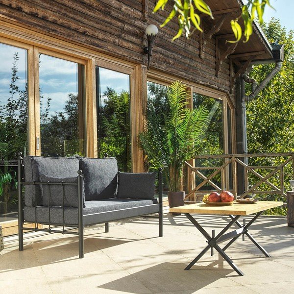 Melns/tumši pelēks dārza atpūtas komplekts 4 personām Lalas – Floriane Garden-image-1