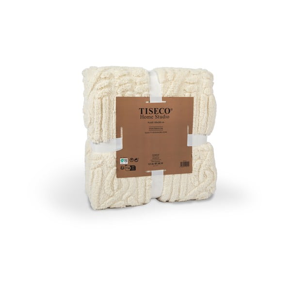 Balts/bēšs mikroplīša pleds 150x200 cm Rena – Tiseco Home Studio-image-2