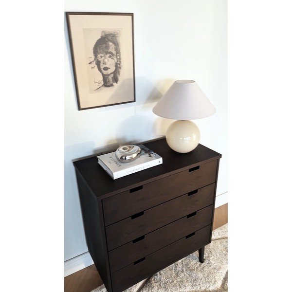 Tumša dabīga toņa ozola masīvkoka kumode 75x85x38 cm Garrison – Rowico-image-1