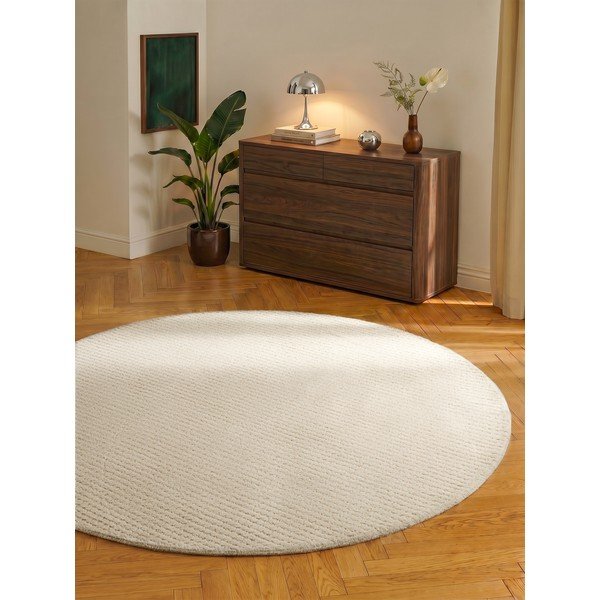 Krēmkrāsas vilnas apaļš paklājs ø 160 cm Eloise – Hanse Home-image-1