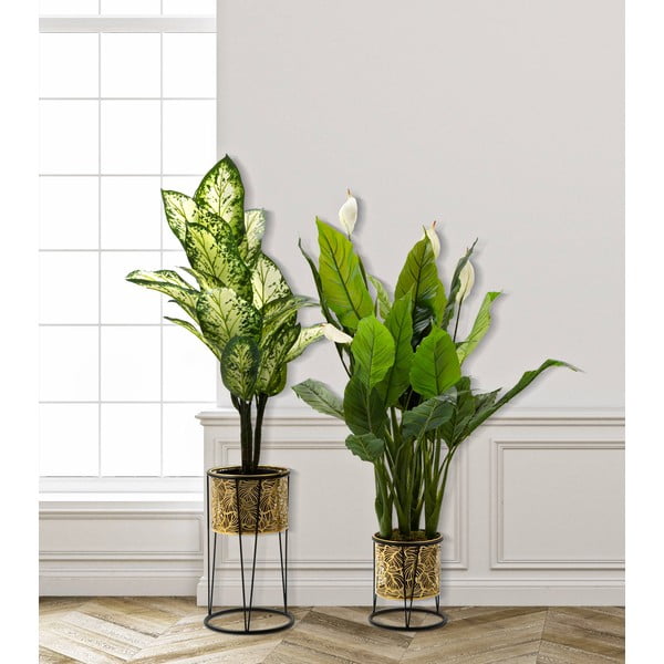 2 zelta krāsas podiņu statīvu komplekts Mauro Ferretti Leavy, augstums 40 cm-image-1