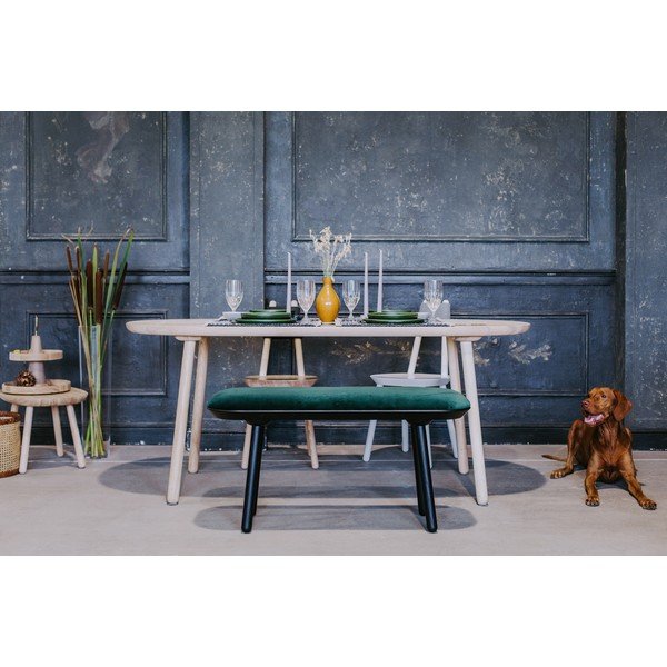 Zaļš samta sols ar melnām kājām EMKO Naïve, 140 cm-image-3