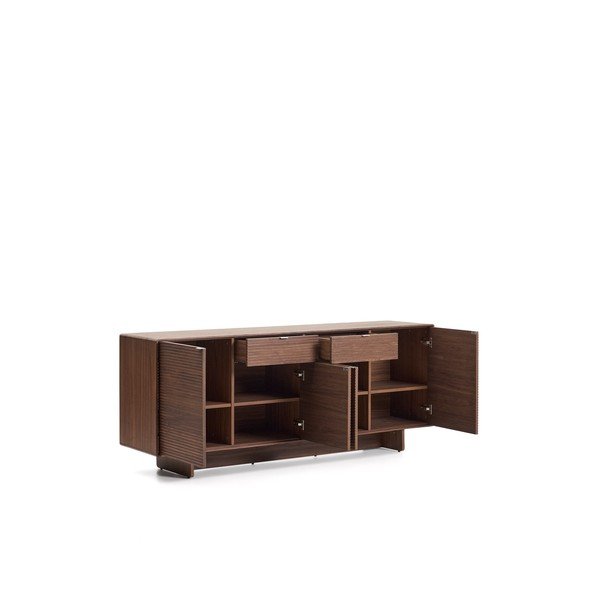 Tumši brūna kumode ar riekstkoka imitāciju 194,5x78x45 cm Norlen – Kave Home-image-4