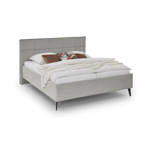 Gaiši pelēka polsterēta divvietīga gulta bez režģa 180x200 cm Paulo – Meise Möbel-image-4