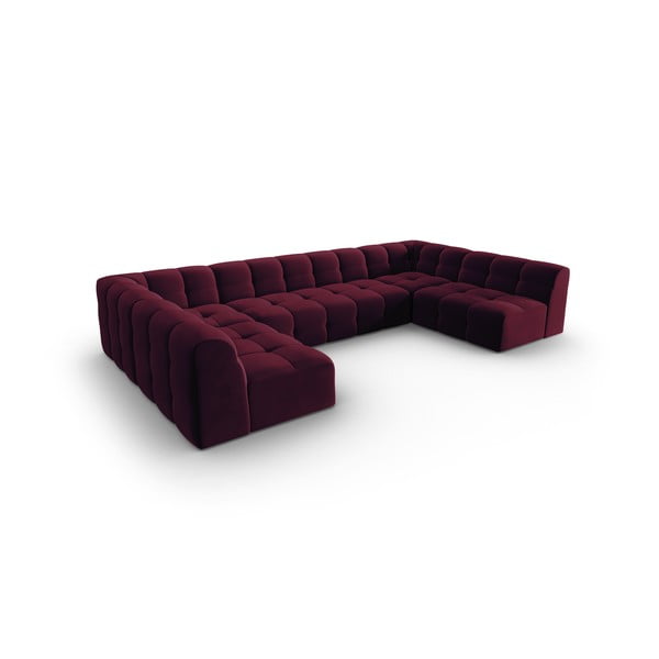 Bordo sarkans samta stūra dīvāns (U veida) Kendal – Micadoni Home-image-3