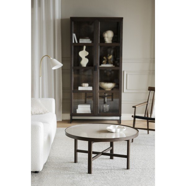 Tumši brūns apaļš žurnālgaldiņš ar keramikas virsmu 90x90 cm Marsden – Rowico-image-4