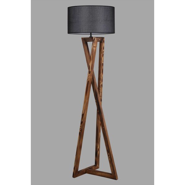 Melna/brūna stāvlampa ar auduma abažūru (augstums 149 cm) Maçka – Opviq lights-image-2