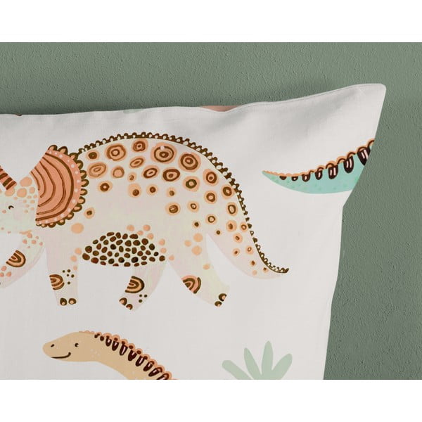 Brūna/bēša vienguļamā kokvilnas bērnu gultas veļa 140x200 cm Dino – Good Morning-image-3