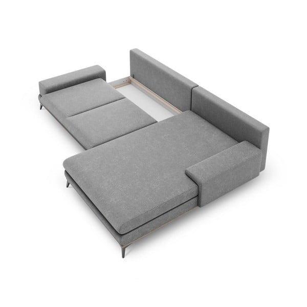 Pelēks izvelkamais stūra dīvāns ar veļas kasti Windsor & Co Sofas Planet, labais stūris-image-3
