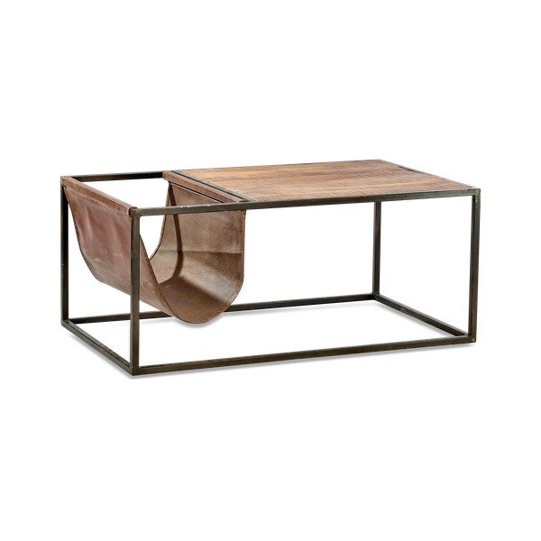 Nkuku Alera mango koka un ādas kafijas galdiņš-image-2