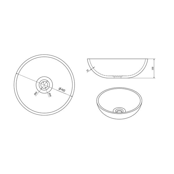 Zila/pelēka keramikas apaļa izlietne ø 41 cm Priori – Sapho-image-3