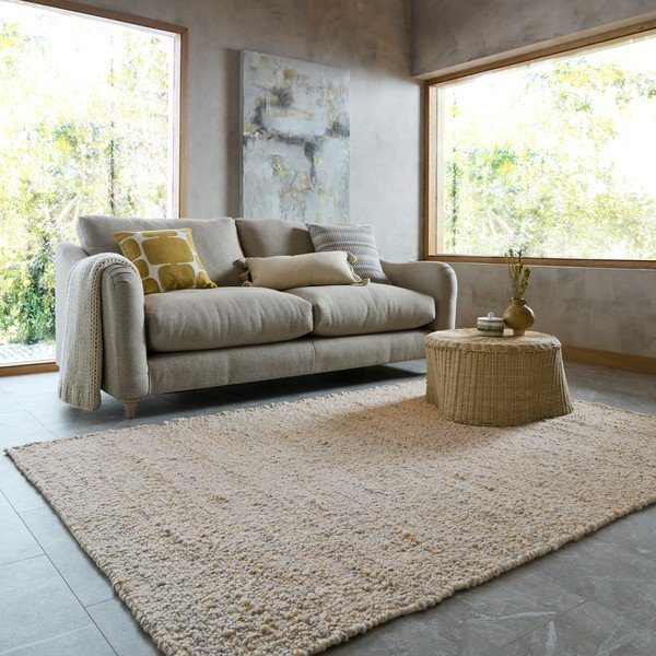 Dzeltens/gaiši pelēks ar rokām darināts paklājs 120x170 cm Finley – Flair Rugs-image-1
