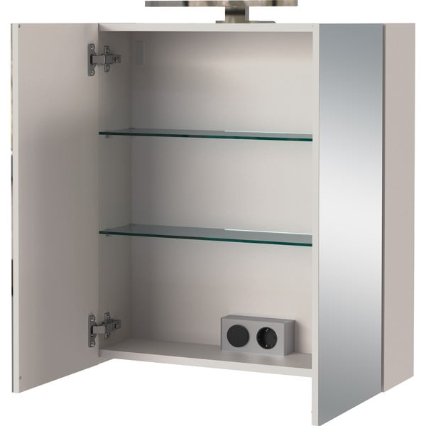 Krēmkrāsas piekarams vannas istabas skapis ar spoguli 60x71 cm Arcena – Germania-image-3