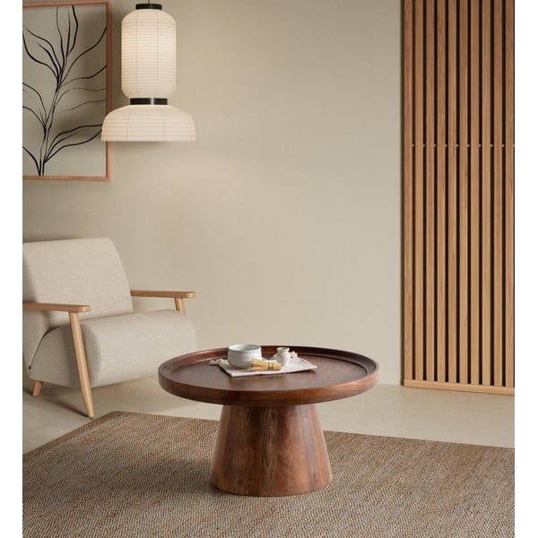 Tumši brūns mango masīvkoka apaļš žurnālgaldiņš ø 80 cm Rose – MOME-image-1