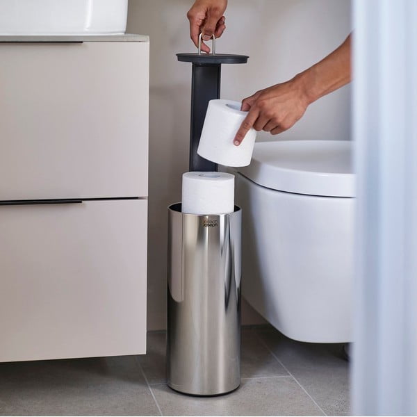 Sudraba krāsas metāla tualetes papīra turētājs Luxe – Joseph Joseph-image-1