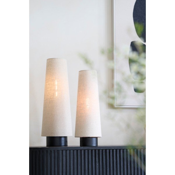 Bēša metāla galda lampa ar auduma abažūru (augstums 42 cm) Howie – Light & Living-image-1