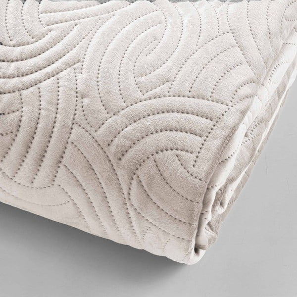 Krēmkrāsas samta gultas pārklāja un spilvendrānas komplekts 240x260 cm Solange – douceur d'intérieur-image-2