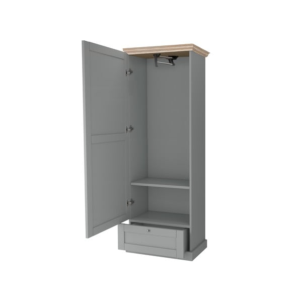 Pelēks drēbju skapis 60x180 cm Binz – Støraa-image-2