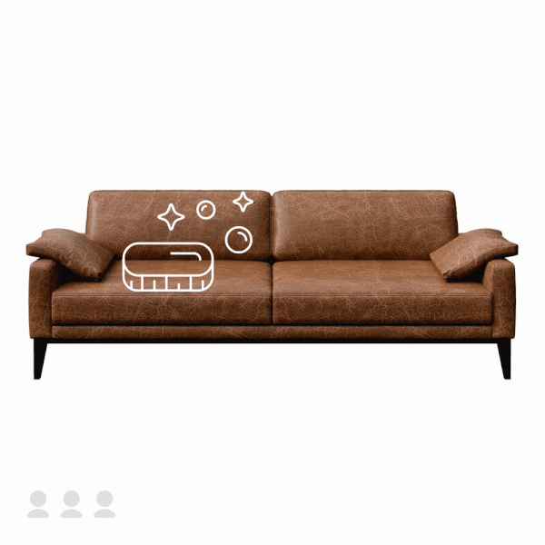 Trīsvietīga dīvāna ar ādas polsterējumu tīrīšana, mitrā dziļā tīrīšana + ādas kopšana