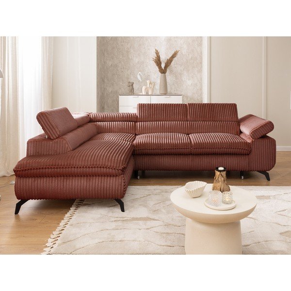 Terakotas oranžs velveta stūra dīvāns (ar kreiso stūri/L veida) Marbeya  – Ropez-image-4