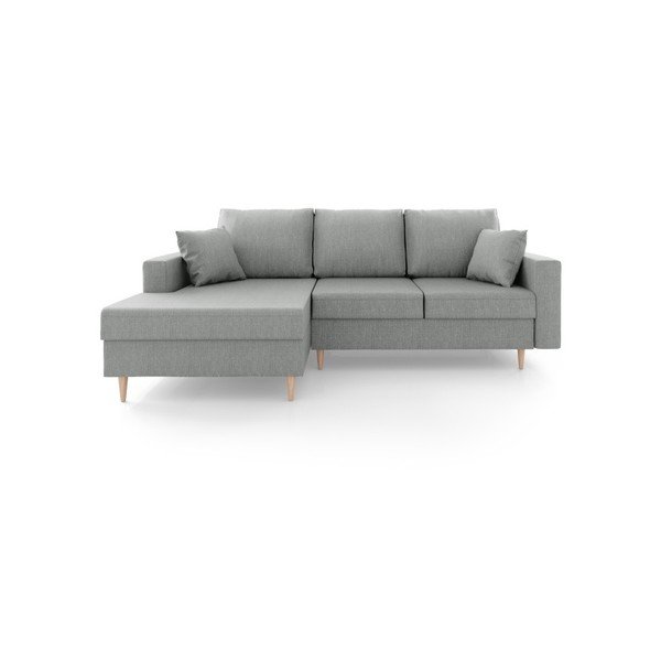 Pelēks izlaižamais stūra dīvāns ar uzglabāšanas vietu Mazzini Sofas Aubrieta, kreisais stūris-image-3
