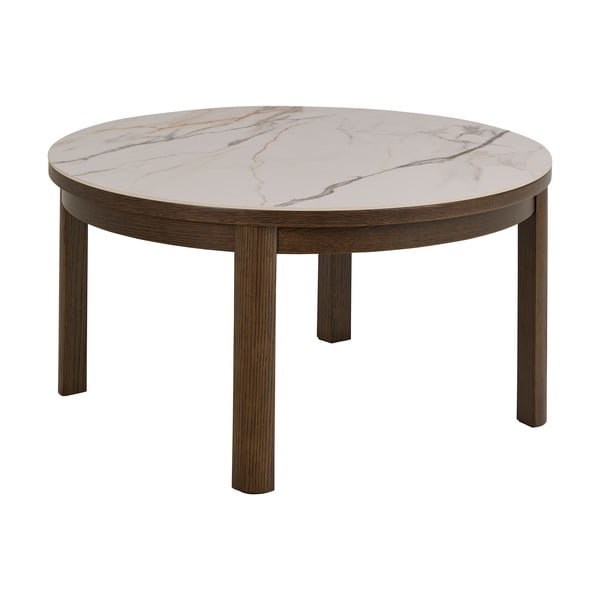 Bēšs/tumši brūns apaļš žurnālgaldiņš ar keramikas virsmu ø 90 cm Southampton – Actona