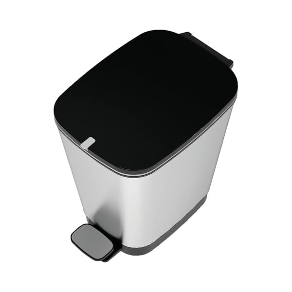 Sudraba krāsas plastmasas atkritumu tvertne ar pedāli 25 l Chic Bin – KIS-image-3