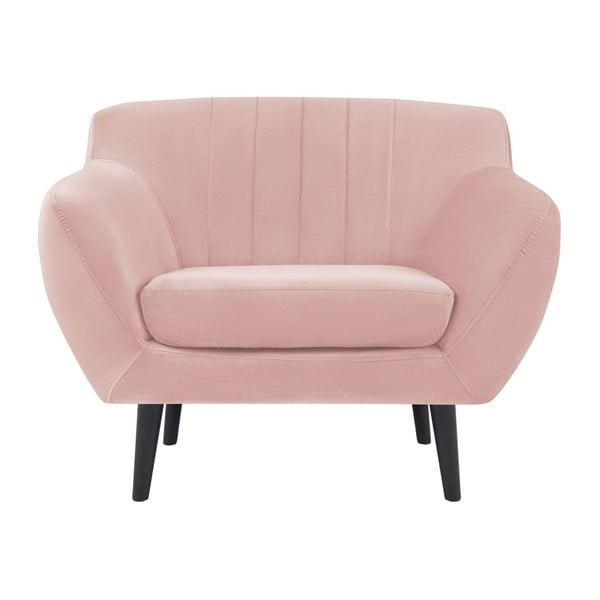 Gaiši rozā Mazzini Sofas Toscane krēsls, melnas kājas