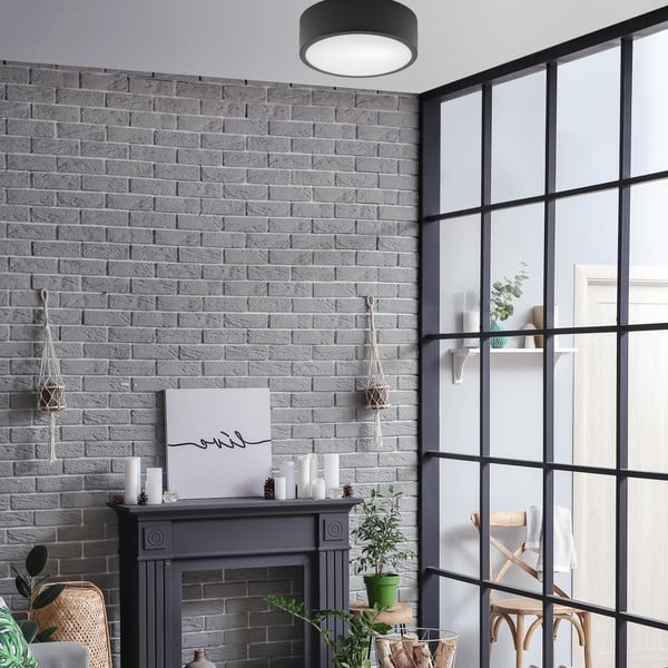 Melna griestu lampa ar stikla abažūru – LAMKUR-image-2