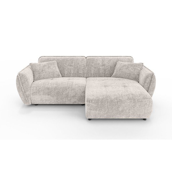 Bēšs stūra dīvāns no šenila auduma (ar labo stūri/ar zvilni) Nelia – Ropez