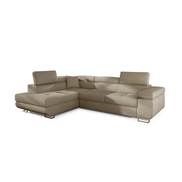 Bēšs salokāms/ar uzglabāšanas vietu stūra dīvāns (ar kreiso stūri/L veida) Anton – ELTAP-image-2