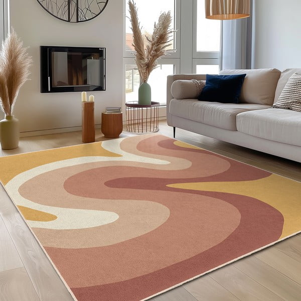 Okera dzeltens/dūmakaini rozā mazgājams paklājs 60x100 cm Strawberry Creamsicle – Mila Home-image-3