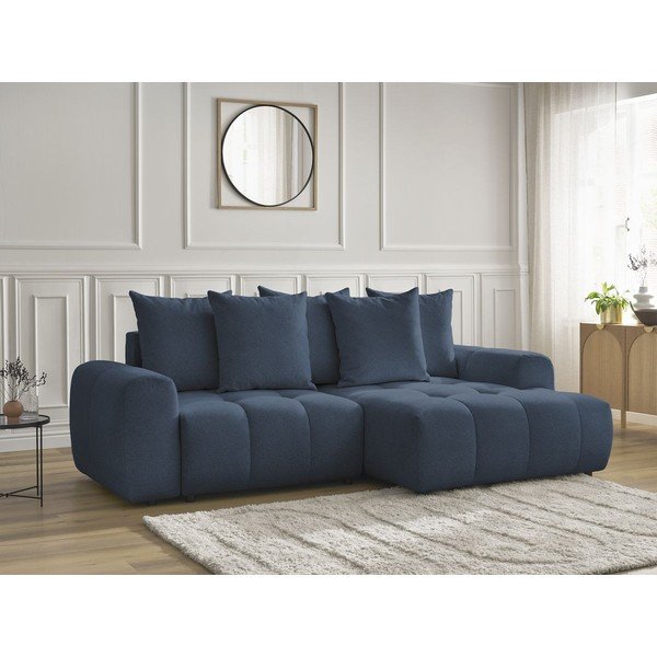 Zils salokāms stūra dīvāns no šenila auduma ar uzglabāšanas vietu  (ar labo stūri/ar zvilni) Roxelane – Bobochic Paris-image-3