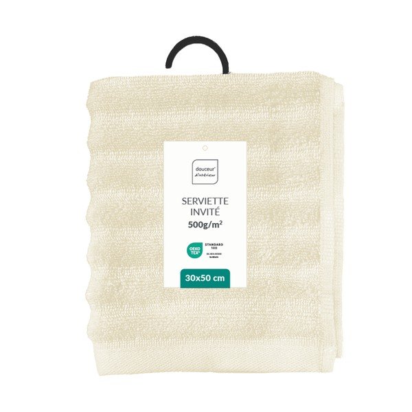 Krēmkrāsas frotē kokvilnas dvielis 30x50 cm Maya – douceur d'intérieur-image-4