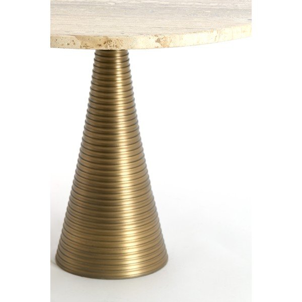 Bronzas krāsas/gaiša dabīga toņa apaļš žurnālgaldiņš ar akmens galda virsmu ø 50 cm Bahia – Light & Living-image-3