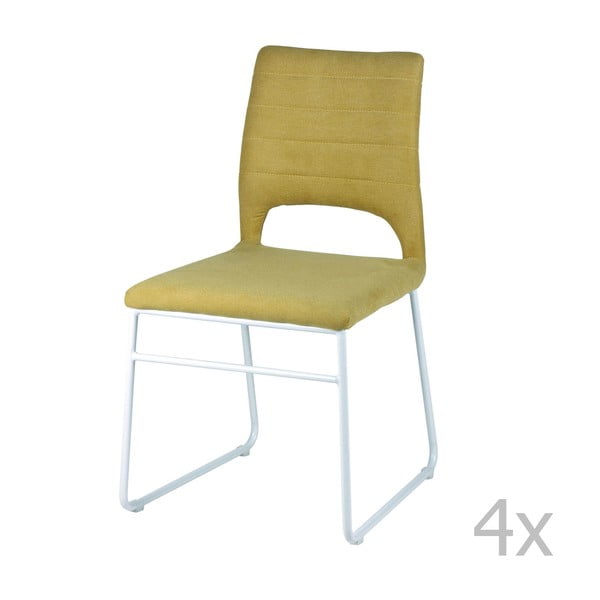 4 dzelteno Nessa ēdamistabas krēslu komplekts