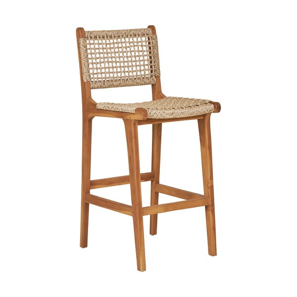 Dabīga toņa tīkkoka masīvkoka bāra krēsls (sēdekļa augstums 60 cm) Derby – House Nordic