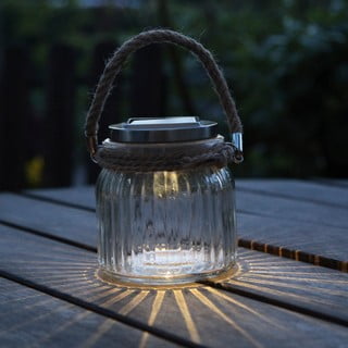 LED laterna ar saules baterijām Star Trading Glass, augstums 11,5 cm
