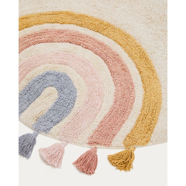 Ziloņkaula krāsas mazgājams/ar rokām darināts kokvilnas bērnu paklājs ø100 cm Tadea – Kave Home-image-4