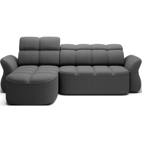 Tumši pelēks samta salokāms/ar uzglabāšanas vietu stūra dīvāns (ar kreiso stūri/ar zvilni) Beneth – ELTAP