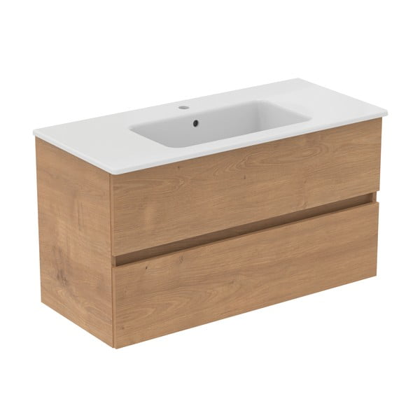 Dabīga toņa piekarams skapītis zem izlietnes ar ozolkoka imitāciju 100x55 cm Eurovit+ – Ideal Standard-image-3