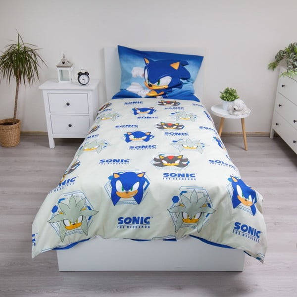 Zila vienguļamā mikrošķiedras bērnu gultas veļa 140x200 cm Sonic – Jerry Fabrics-image-2