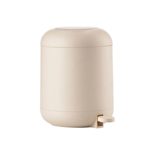 Bēša plastmasas atkritumu tvertne ar pedāli 4 l Sensu – Zone