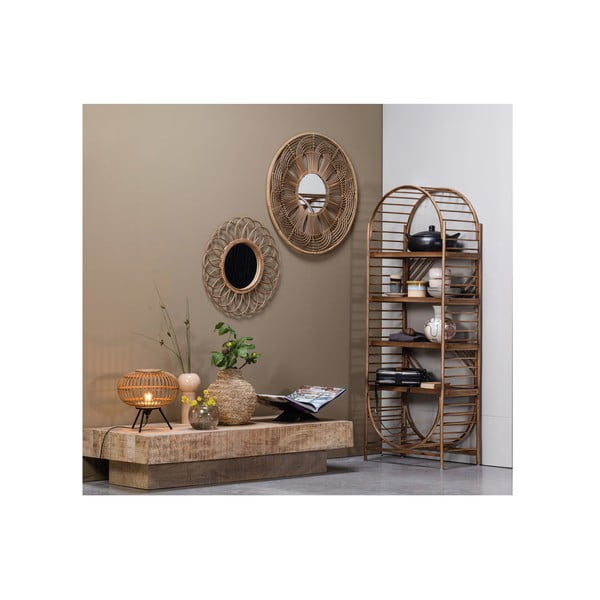 Sienas spogulis ar bambusa rāmi ø 76 cm Obi – WOOOD-image-2