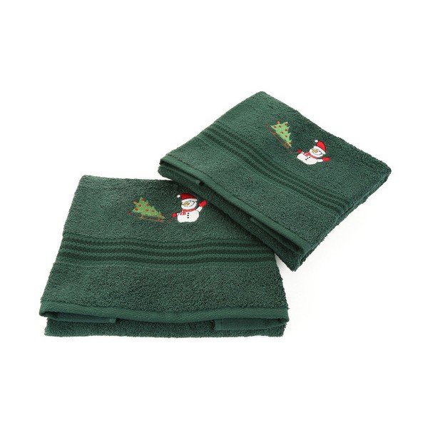 2 dvieļu komplekts Corap Green Snowman, 50 x 90 cm-image-1