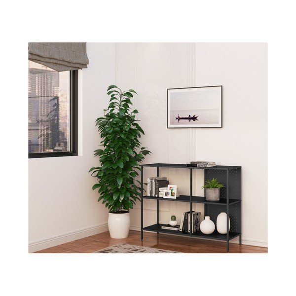 Melns metāla grāmatplaukts 100x80 cm Charleston – Støraa-image-3