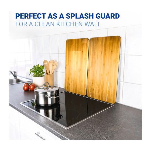 Rūdīta stikla plīts aizsargplāksnes (2 gab.) 52x30 cm Wooden – Maximex-image-3