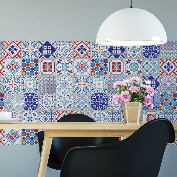 Komplekts ar 60 sienas uzlīmēm Ambiance Azulejos Milonga, 15 x 15 cm