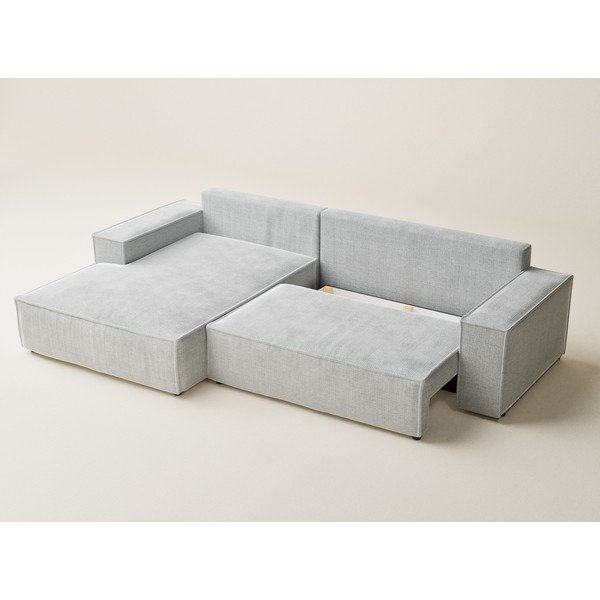 Gaiši pelēks salokāms stūra dīvāns no šenila auduma ar uzglabāšanas vietu (ar kreiso stūri/ar zvilni) Maze – Maison de Rêve-image-4